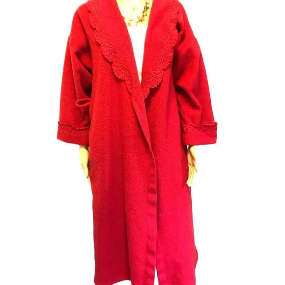 Vintage 90s Bali Studio women Terri Cloth Red bathrobe Nightgown size S - Picture 1 of 10